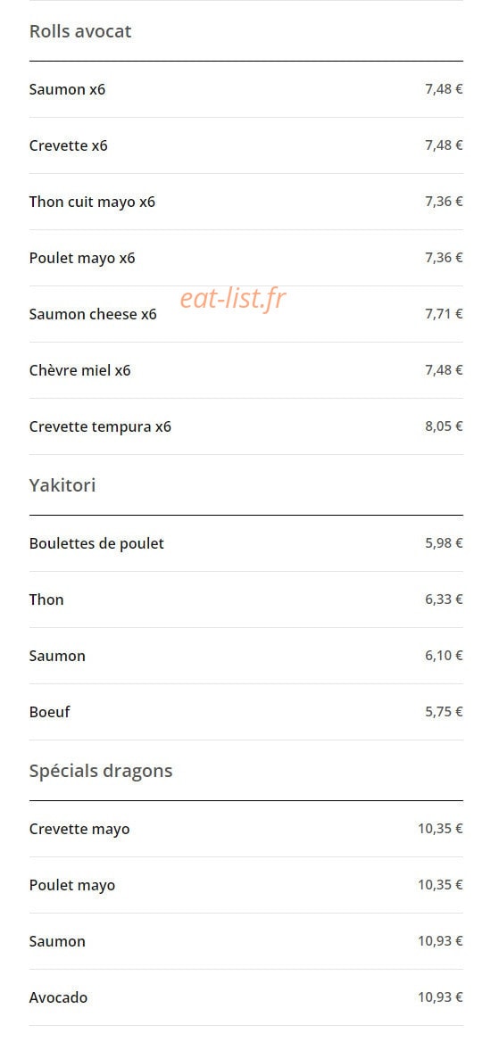 Mennecy Sushi — carte page 10