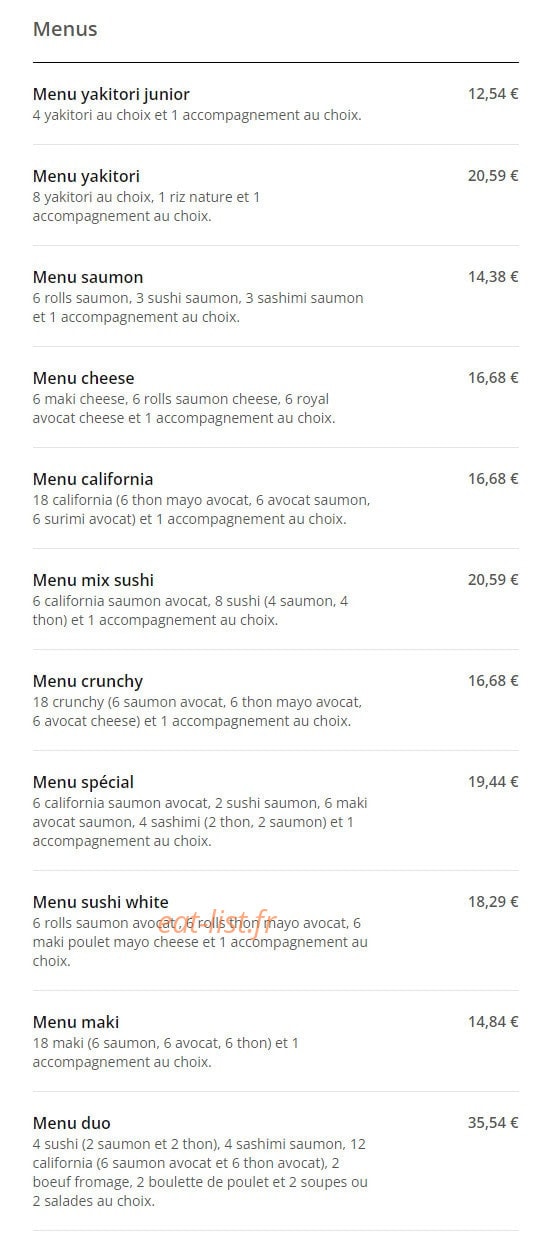 Mennecy Sushi — carte page 2