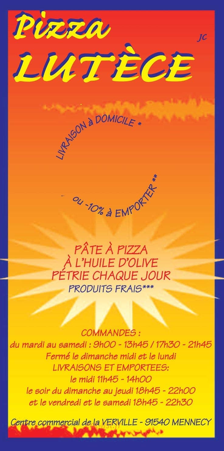 Pizza Lutèce — carte page 1