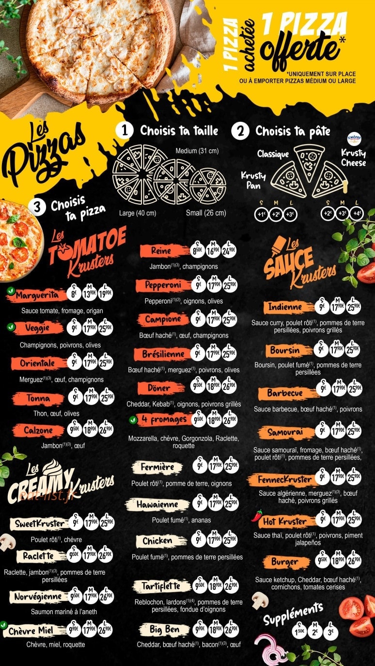 The Kruster Food — carte page 1