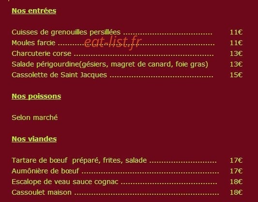 La Clef des Champs — carte page 1