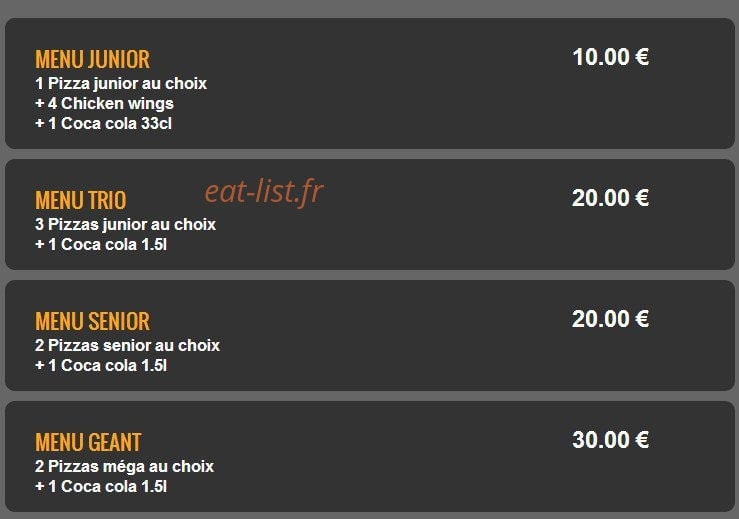 Pizza Paray — carte page 1