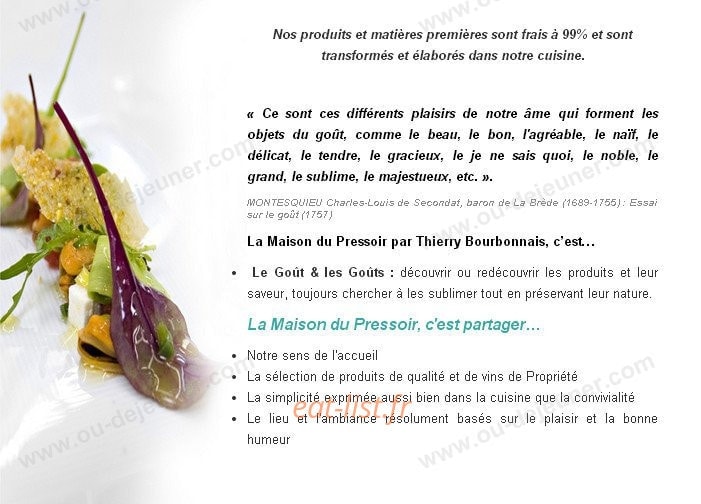 La Maison du Pressoir — carte page 1
