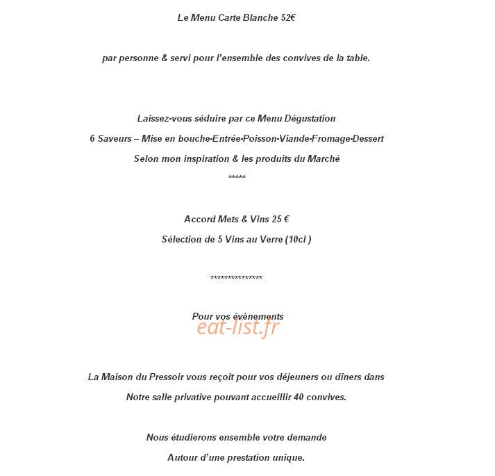 La Maison du Pressoir — carte page 5