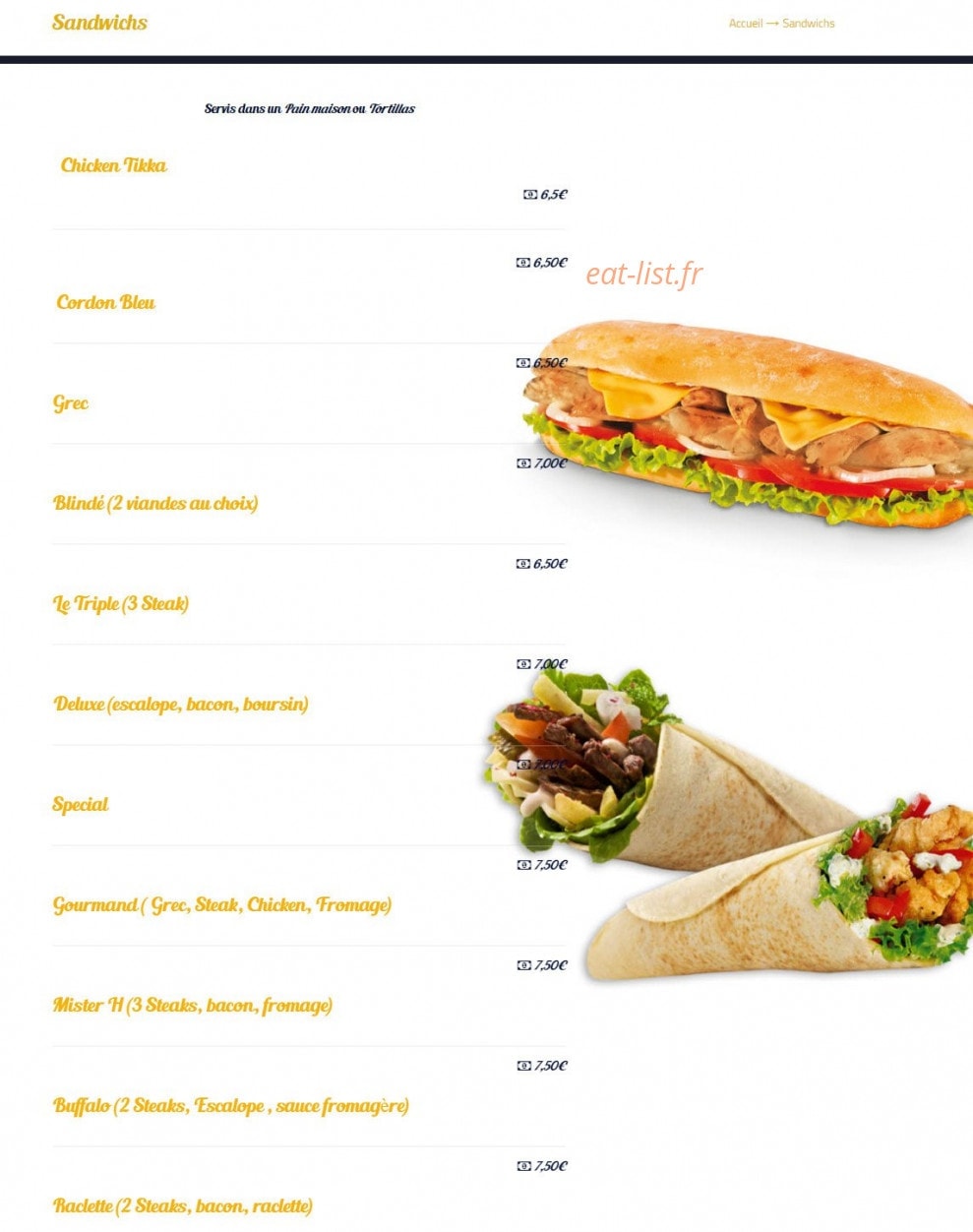 Planet Pizza — carte page 6