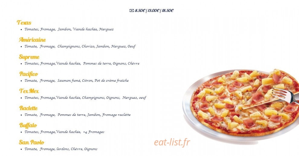 Planet Pizza — carte page 4