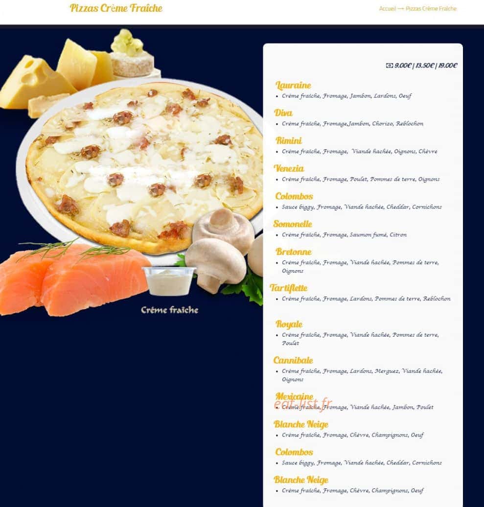 Planet Pizza — carte page 5