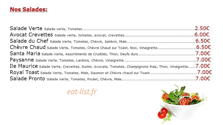 Pronto Pizza — carte page 2