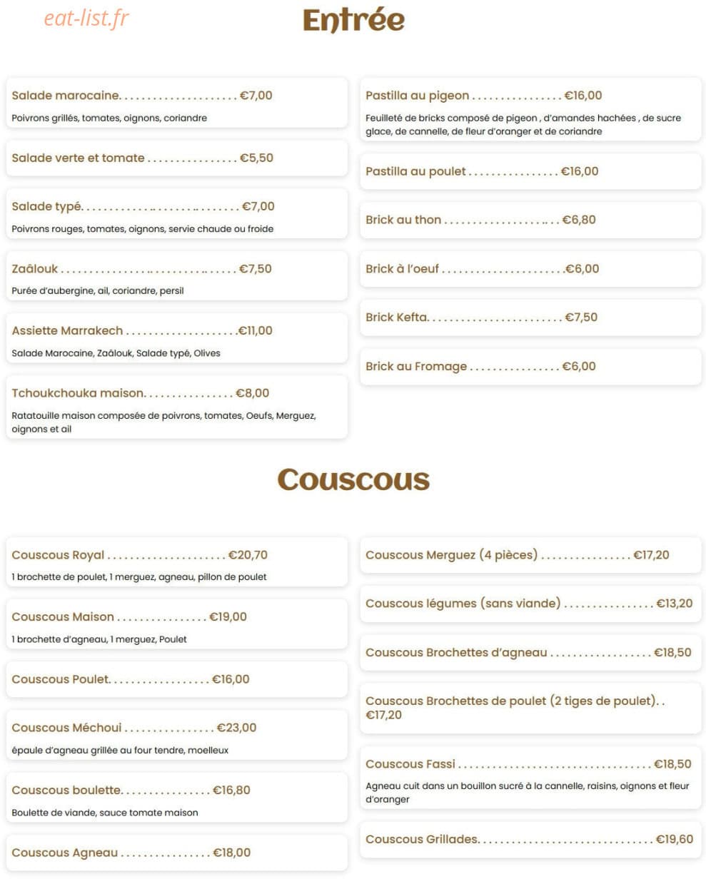 Soleil De Marrakech — carte page 1