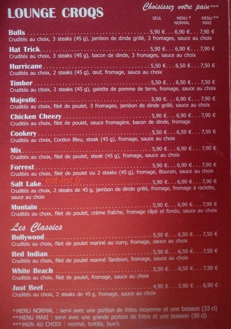 Lounge Burger — carte page 1