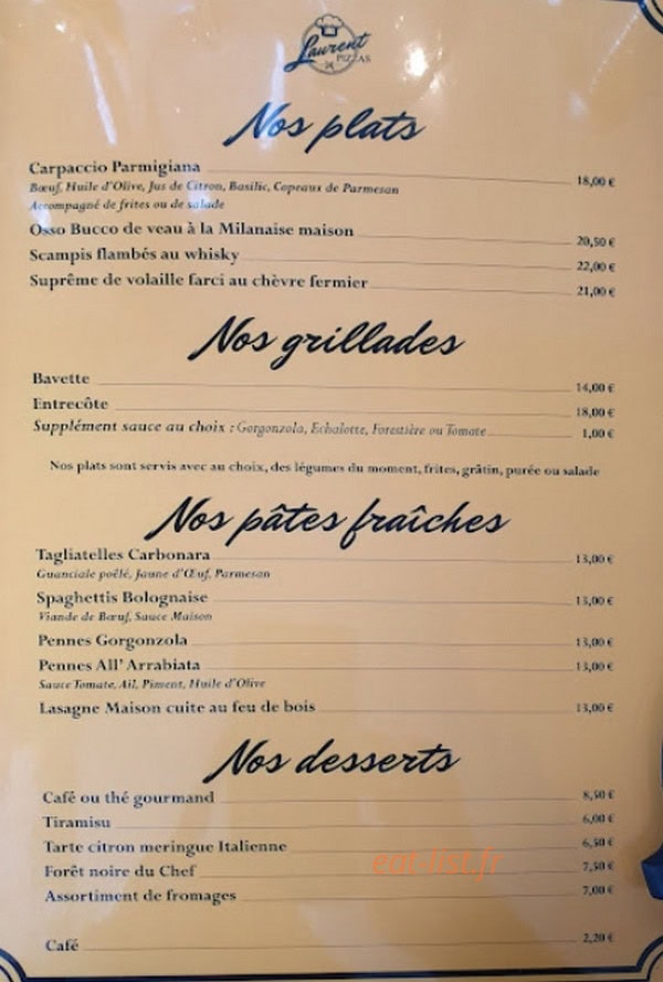 Pizzas Laurent — carte page 2