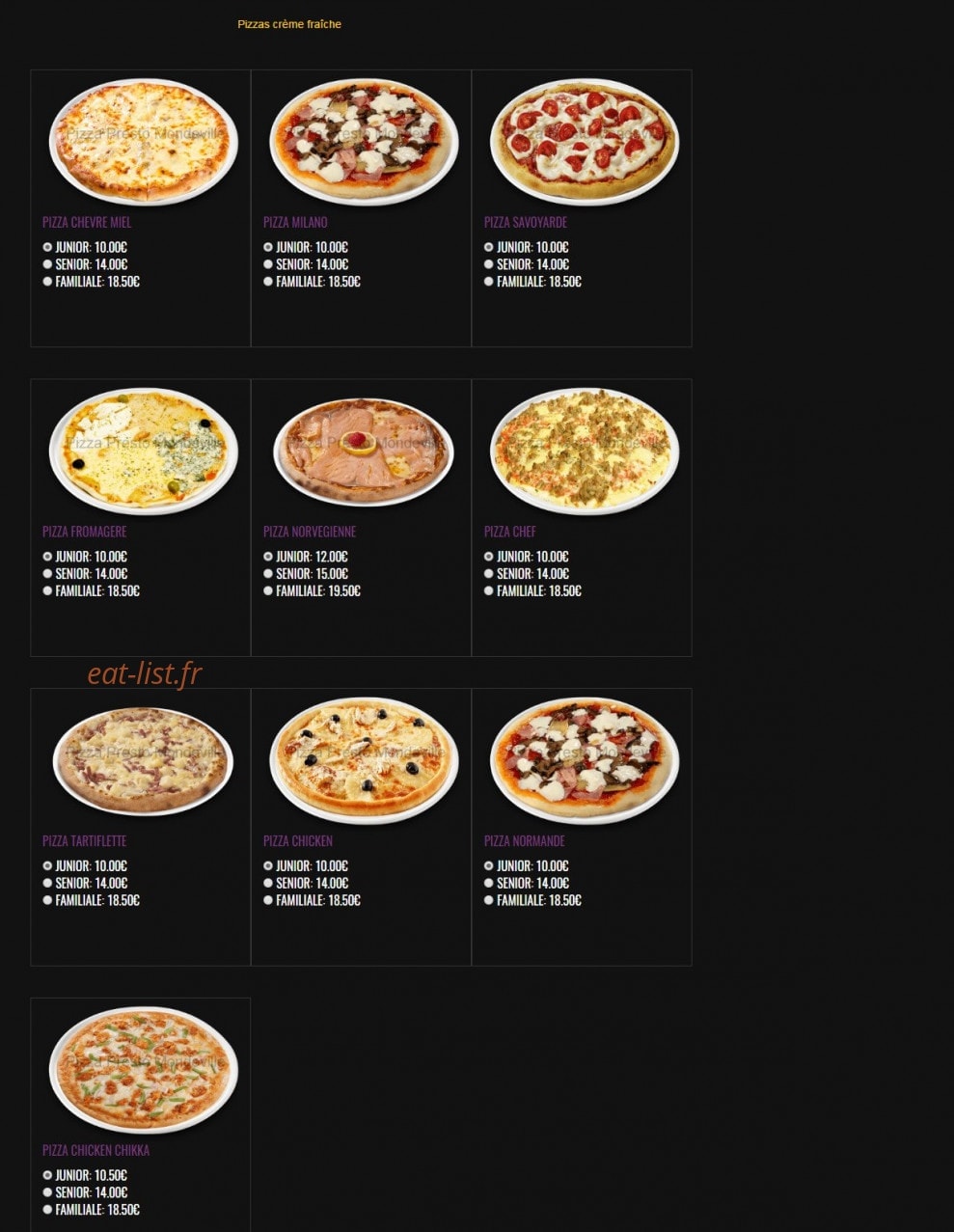 Pizza Presto — carte page 4