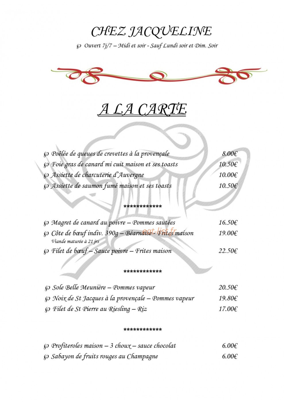 Chez Jacqueline — carte page 2