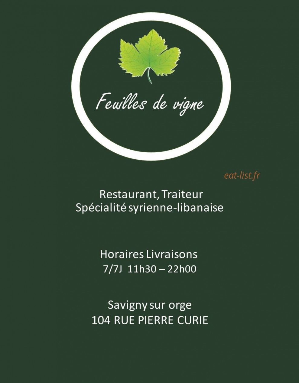 Feuilles de vigne — carte page 1