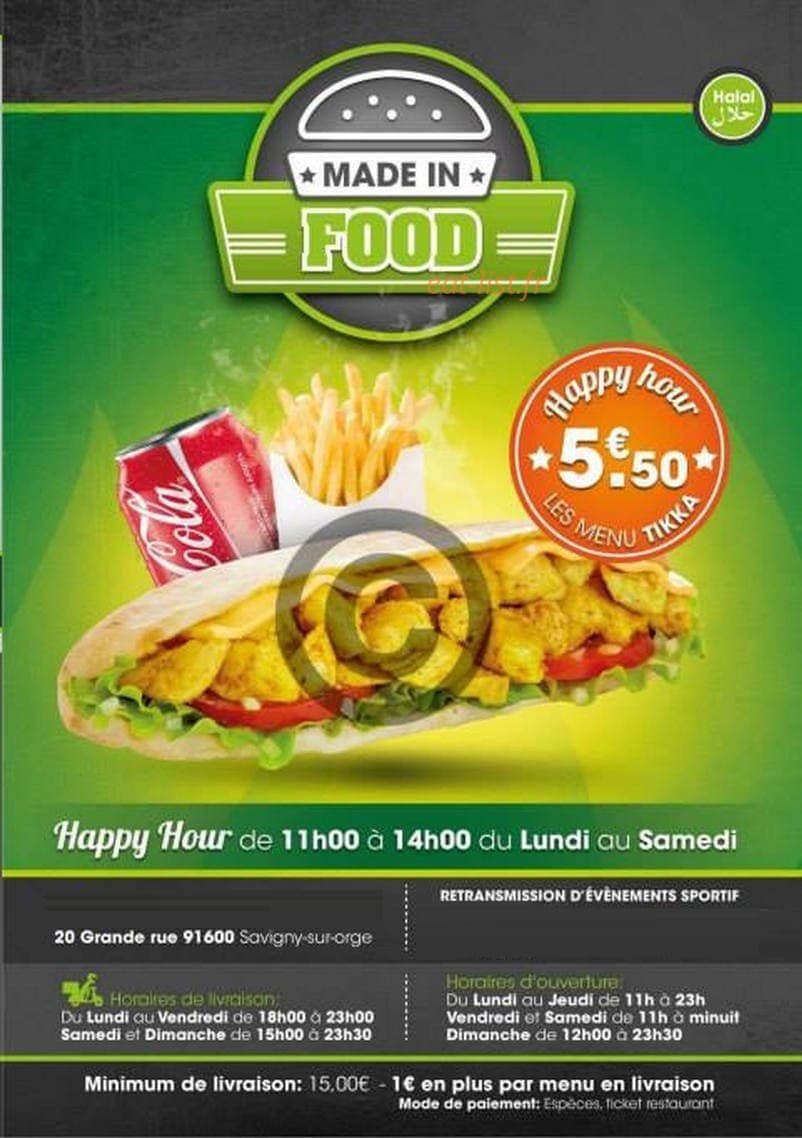 Made In Food — carte page 1