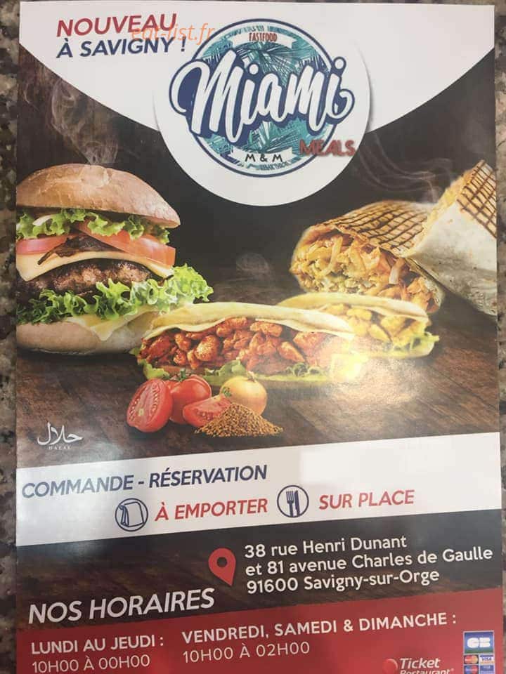 Miami meals — carte page 1