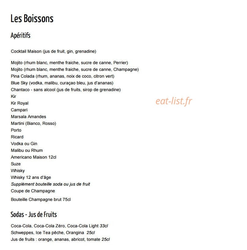 Au Soleil Italien — carte page 8