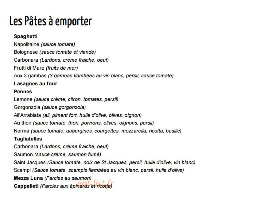 Au Soleil Italien — carte page 12