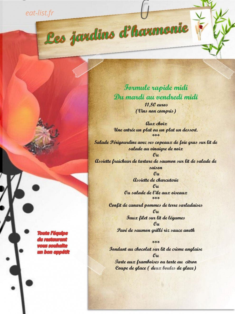 Les Jardins d'Harmonies — carte page 1