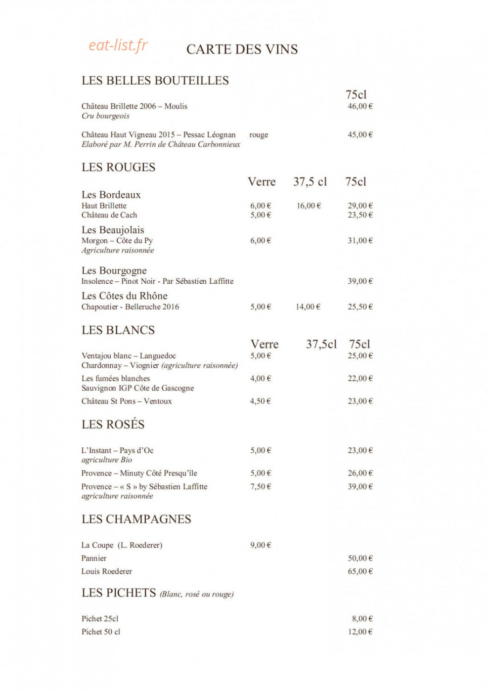 Restaurant du Golf de Marivaux — carte page 2