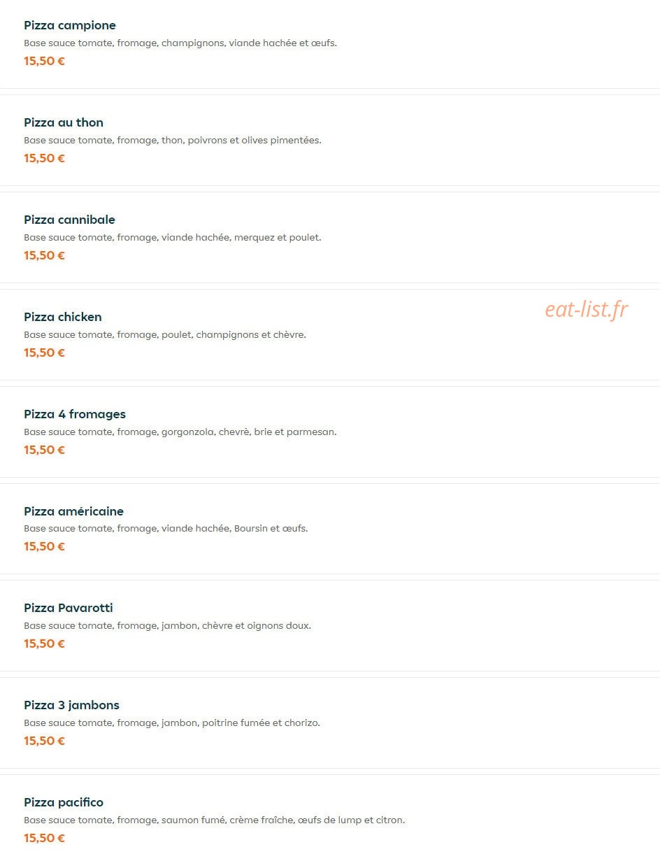 Maestro Pizza — carte page 8