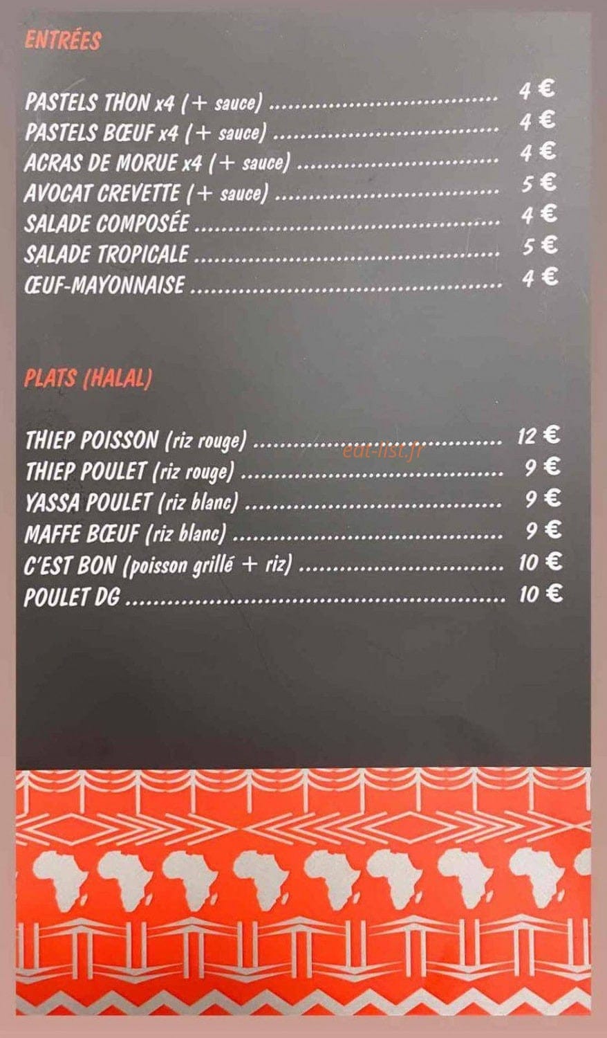 Chez Tiya — carte page 1