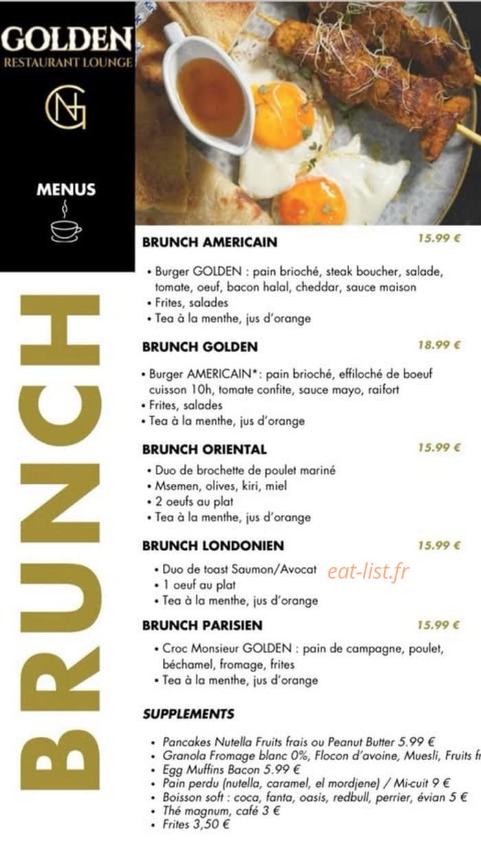 Golden Restaurant Lounge — carte page 2