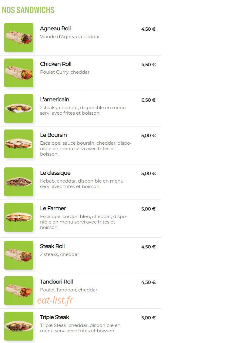 Naan Wich — carte page 2