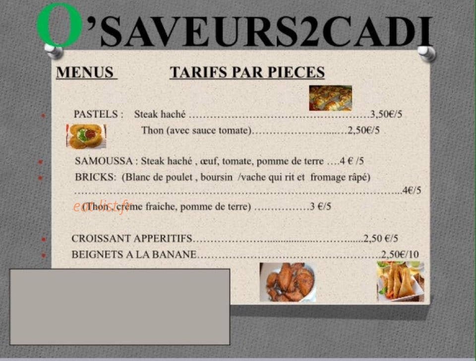 O'saveurs 2cadi — carte page 1