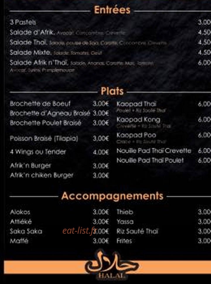 Afrik'n THAÏ — carte page 3