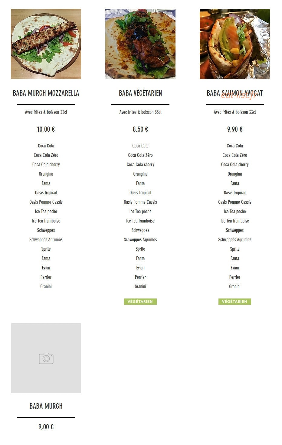 Baba cheese naan — carte page 10