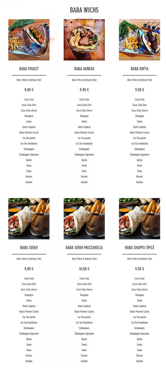 Baba cheese naan — carte page 9