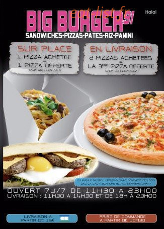 Big Burger 91 — carte page 1