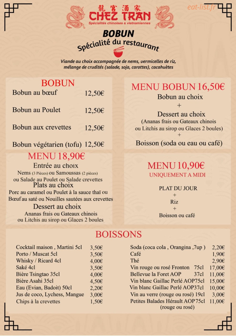 Chez Tran — carte page 6