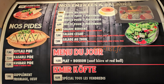 Izmir Grill — carte page 1