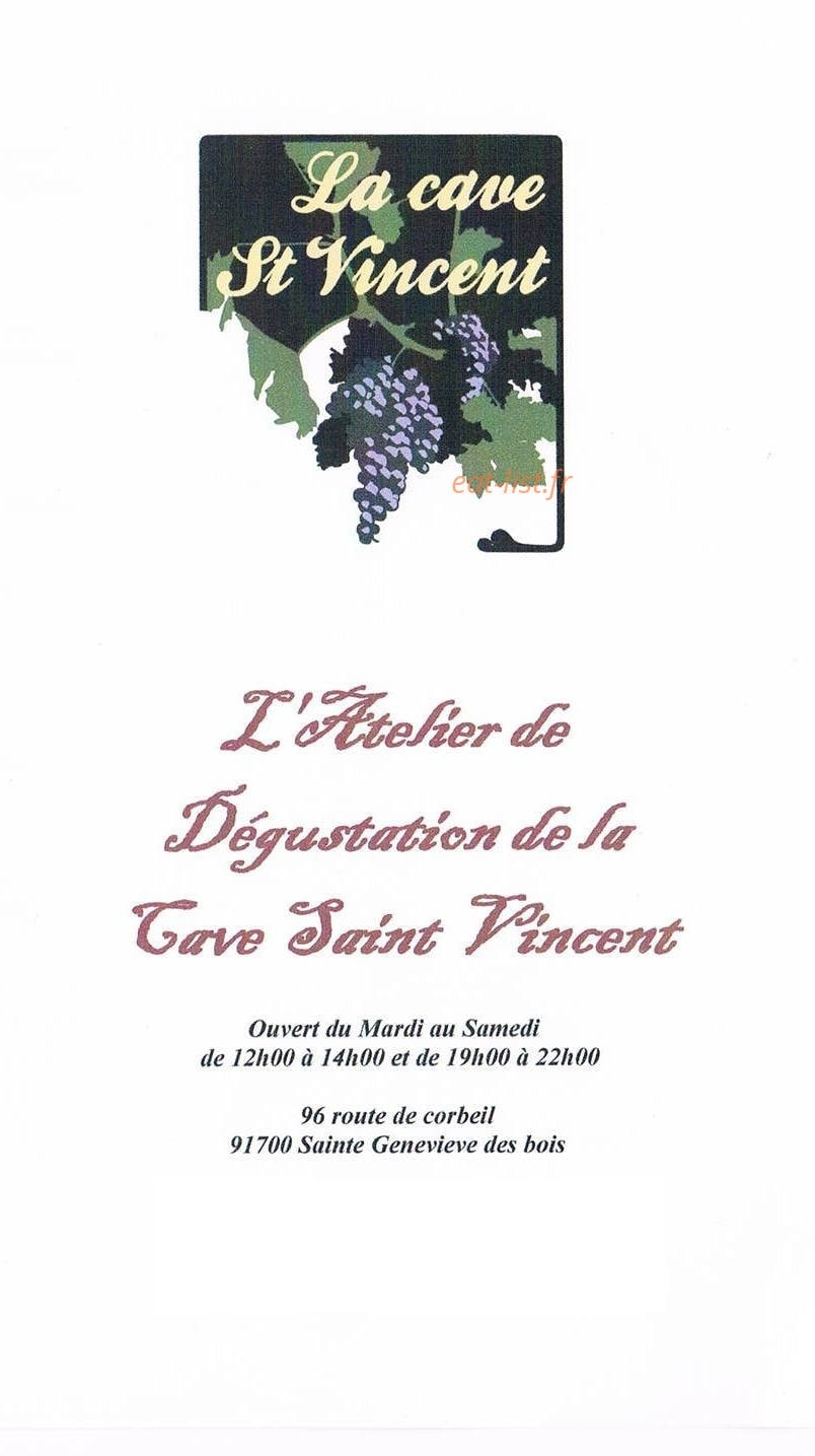 Carte et menu La Cave Saint Vincent Sainte Genevieve des Bois