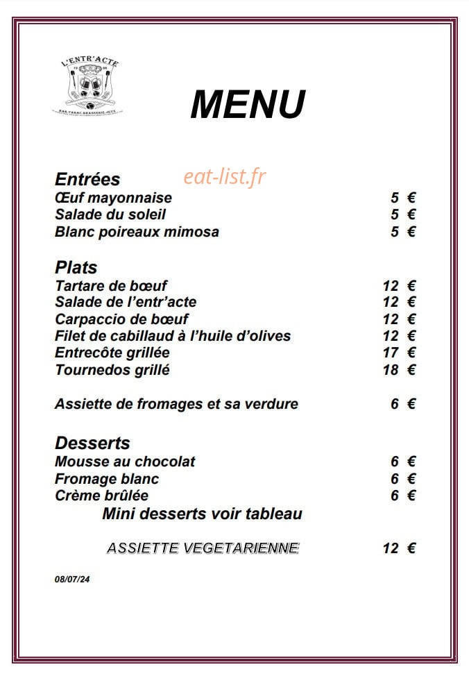 L'entracte — carte page 1