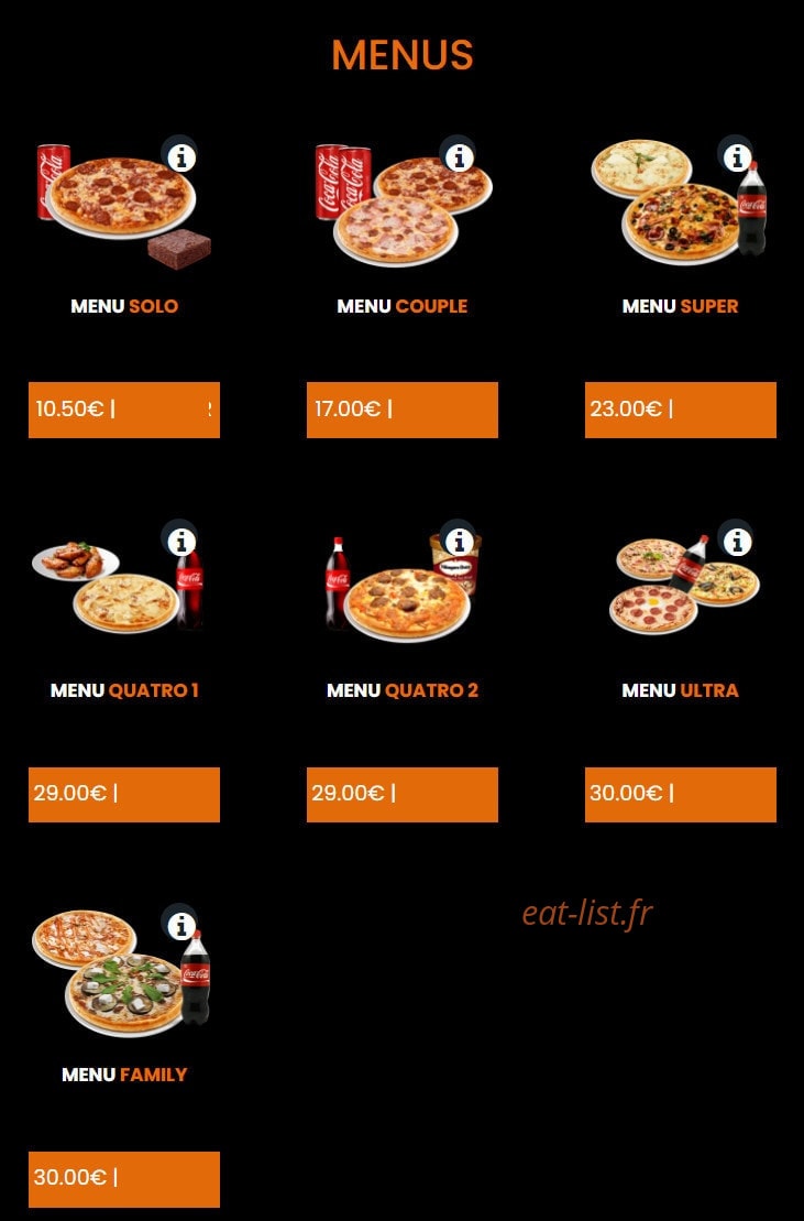 La Pizza — carte page 1
