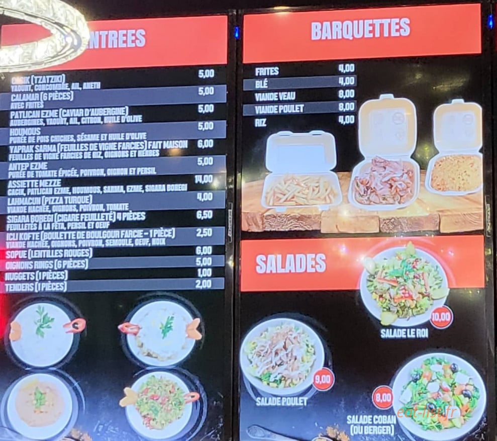 Le Roi Kebab — carte page 1