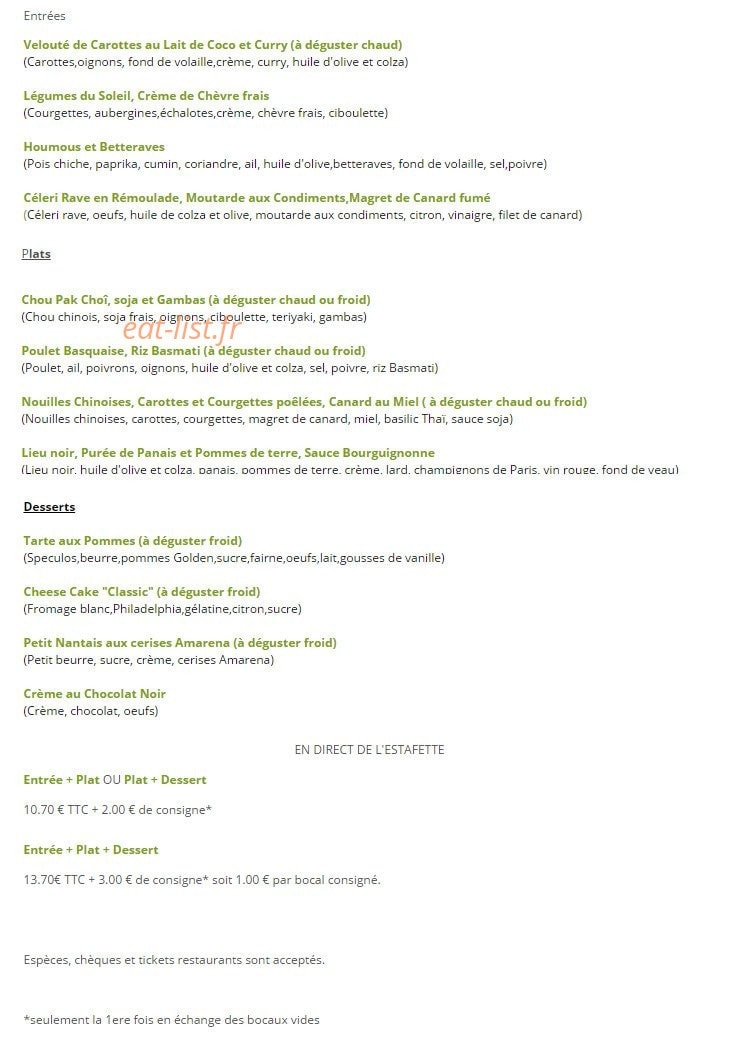 Les Bocaux Repas — carte page 1