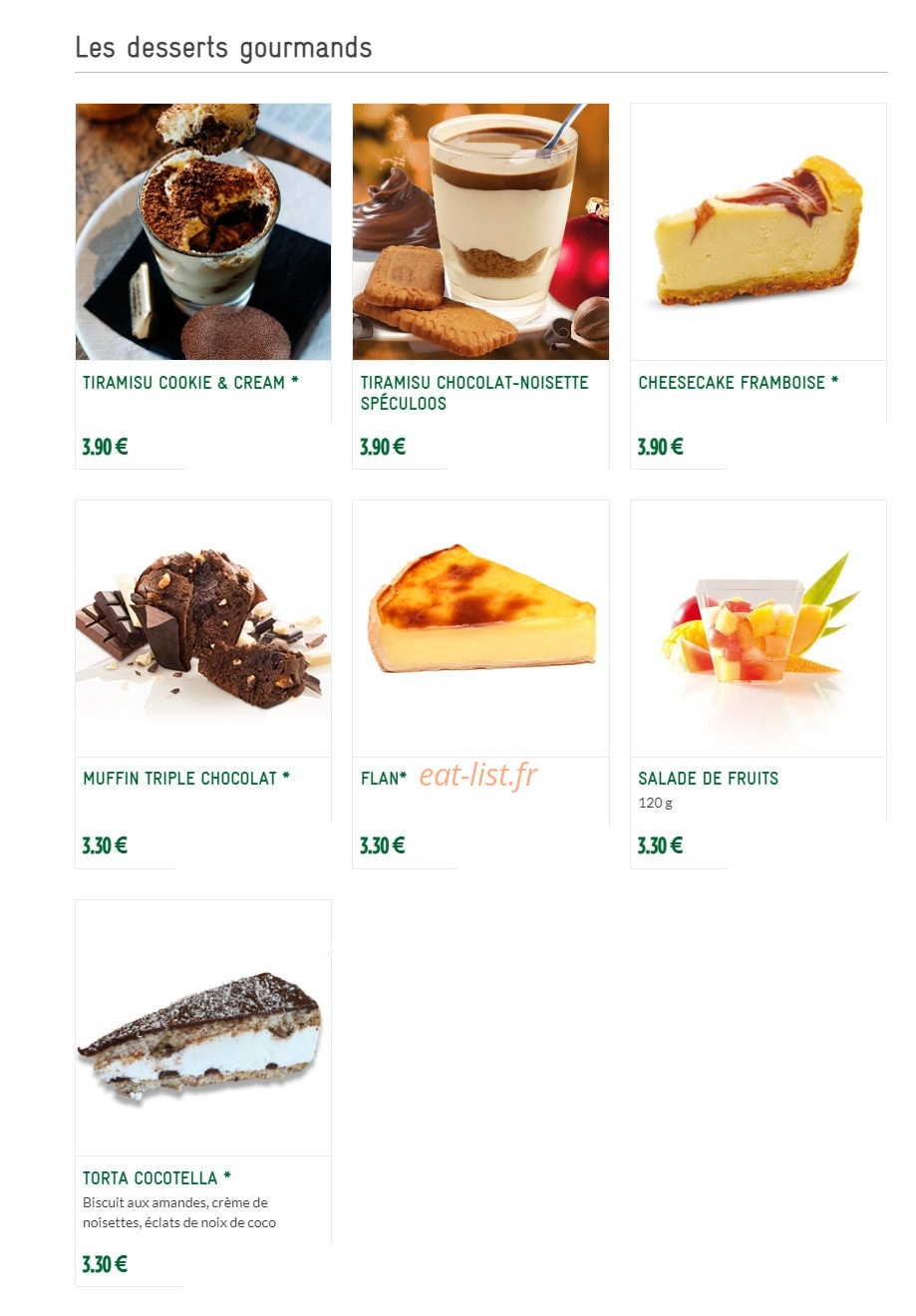 Carte et menu de Mezzo Di Pasta à Sainte Genevieve des Bois — Les desserts suite