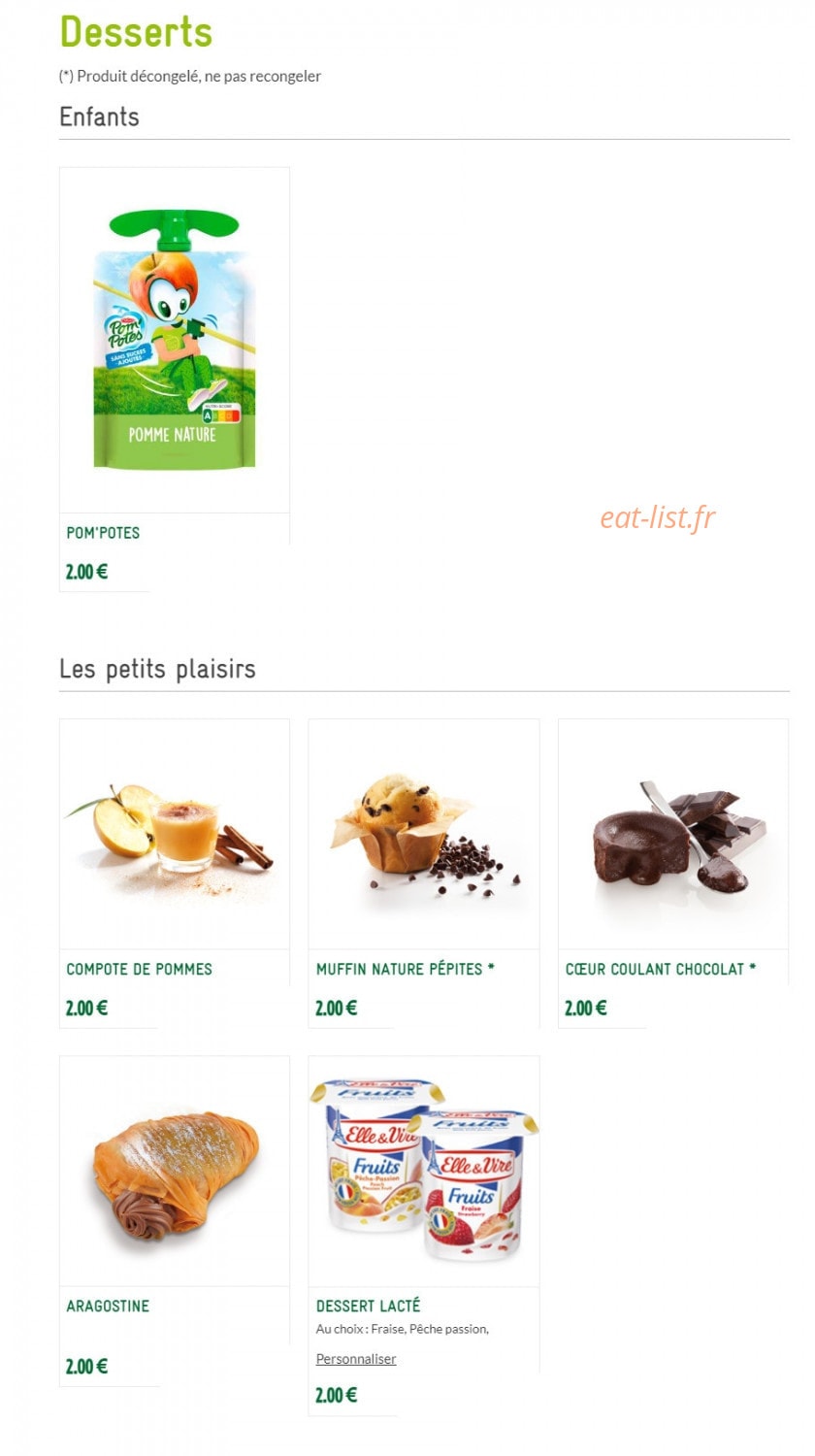 Carte et menu de Mezzo Di Pasta à Sainte Genevieve des Bois — Les desserts