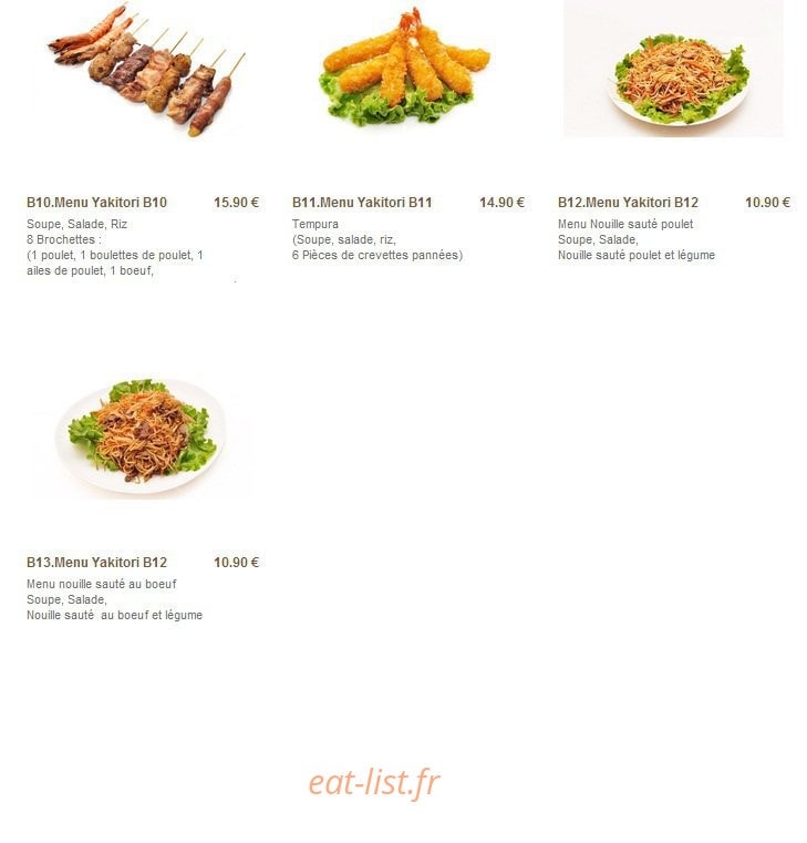 Carte et menu de Minato à Sainte Genevieve des Bois — Les menus yakitoris (suite)