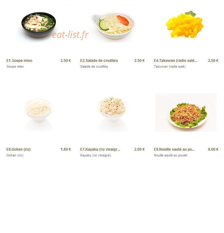 Carte et menu de Minato à Sainte Genevieve des Bois — Les entrées (suite)