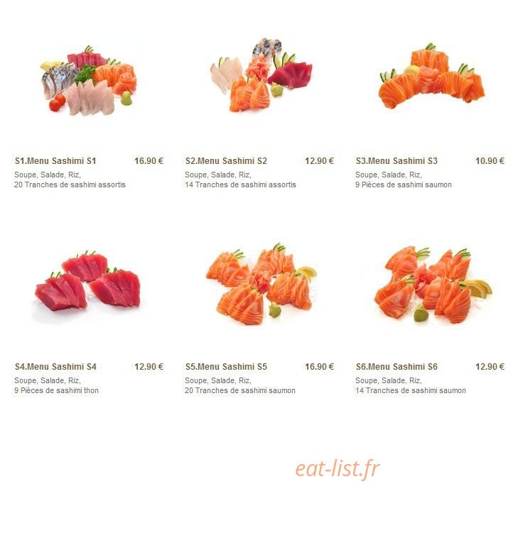 Carte et menu de Minato à Sainte Genevieve des Bois — Les menus sashimis