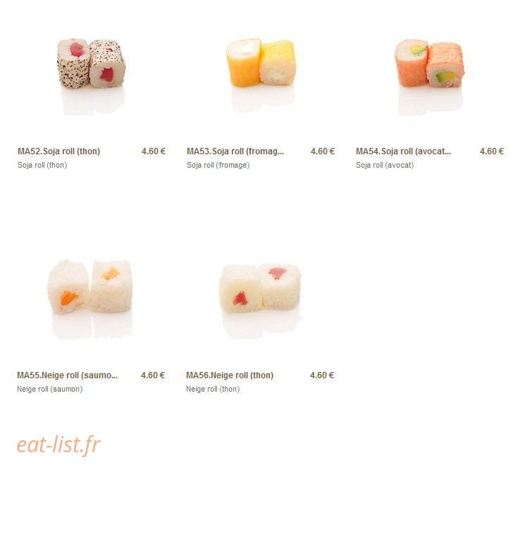 Carte et menu de Minato à Sainte Genevieve des Bois — Les makis et les makis rolls (suite)