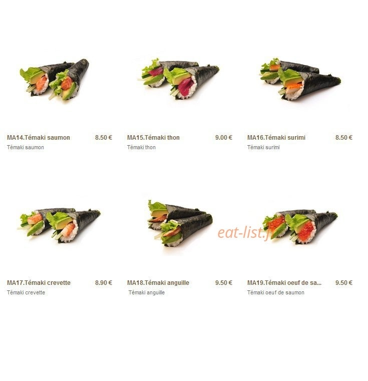 Carte et menu de Minato à Sainte Genevieve des Bois — Les témakis