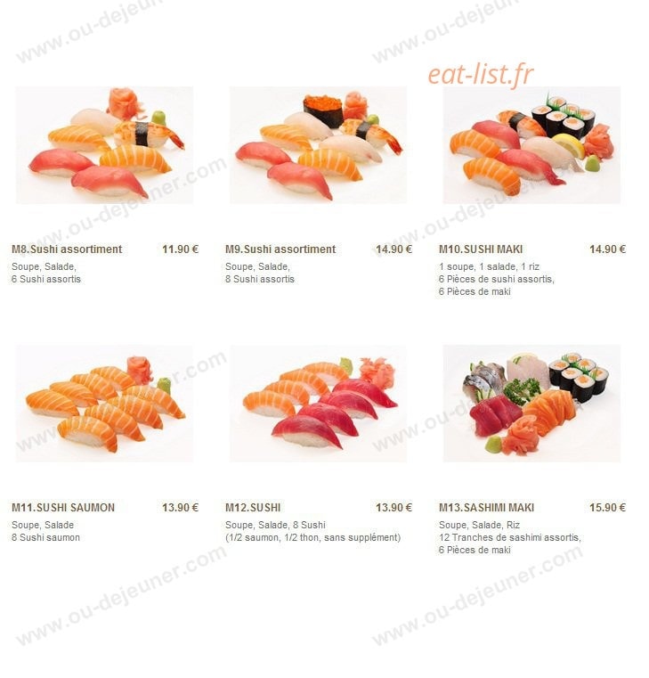 Carte et menu de Minato à Sainte Genevieve des Bois — Les menus chirashis et les menus makis