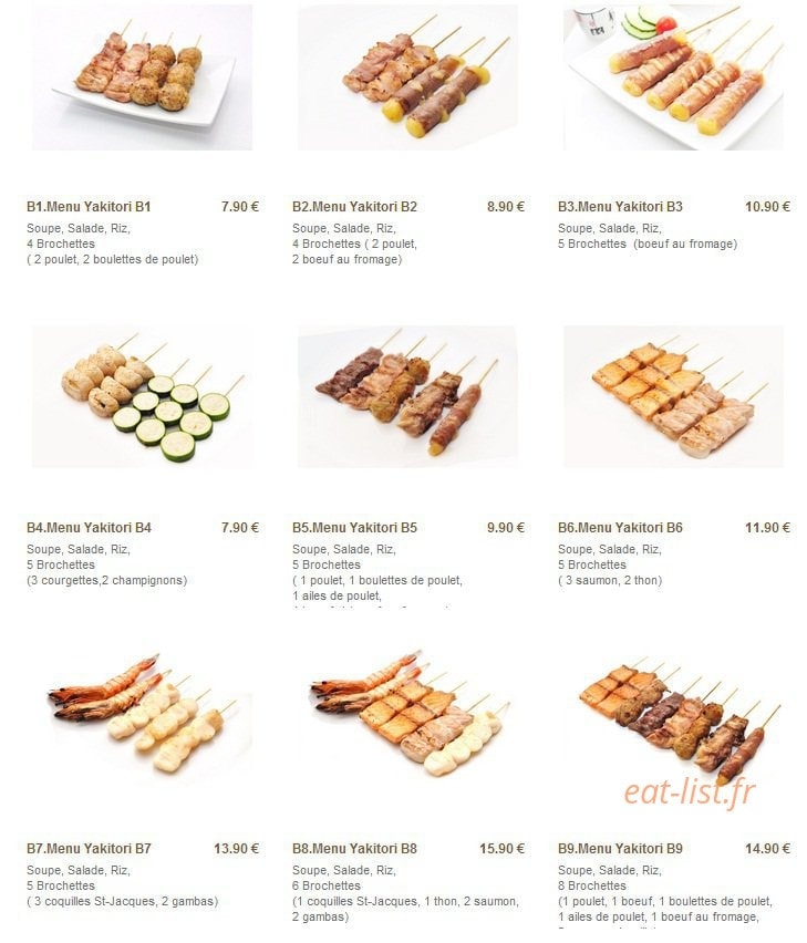 Carte et menu de Minato à Sainte Genevieve des Bois — Les menus yakitoris