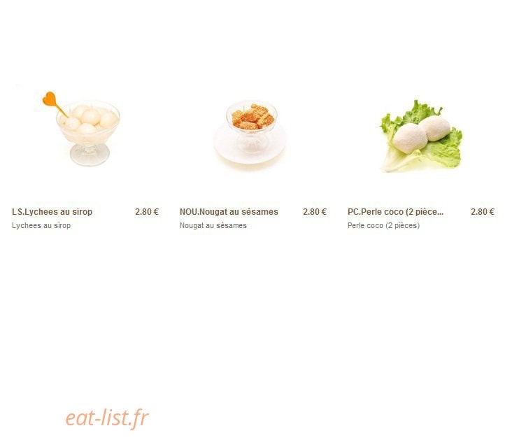 Carte et menu de Minato à Sainte Genevieve des Bois — Les desserts